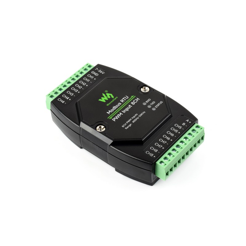 Modbus RTU modul s 8 analogovými vstupy pro připojení senzorů a měřicích signálů přes RS485.