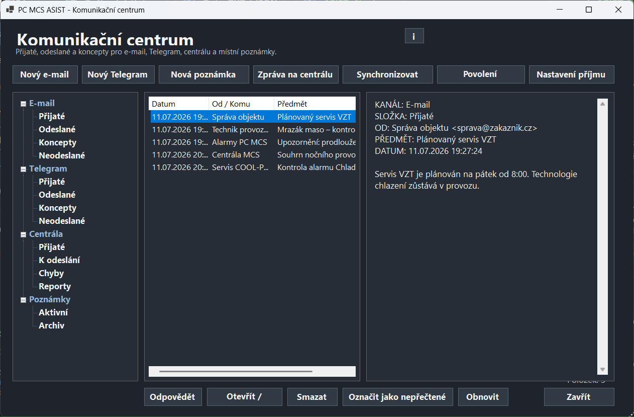 PC MCS ASIST – komunikační centrum